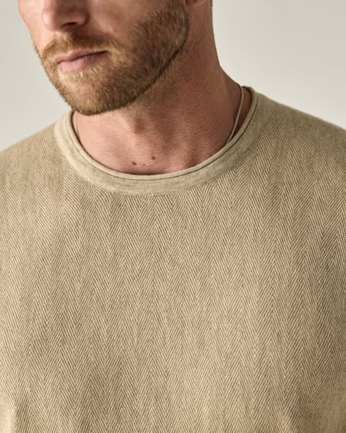 on model image of Lightweight Cotton-Merino Crewneck Sweater