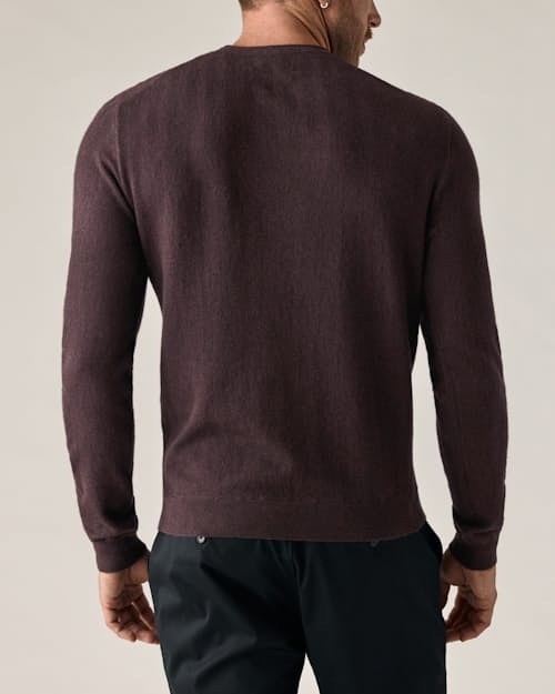 on model image of Cotton Merino Crewneck Sweater