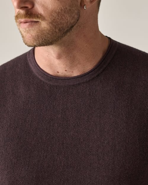 on model image of Cotton Merino Crewneck Sweater