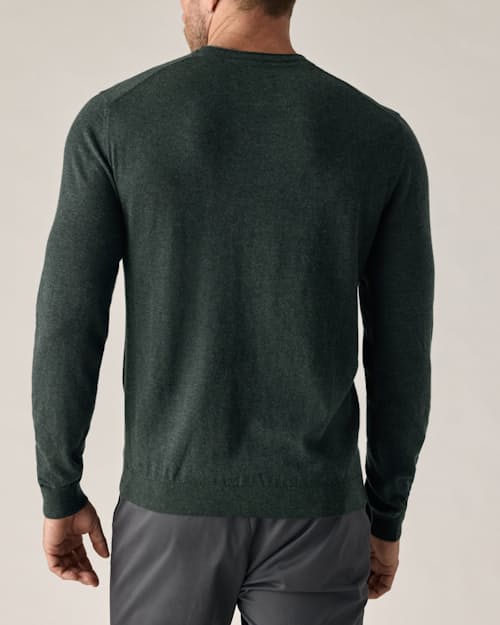 on model image of Cotton Merino Crewneck Sweater