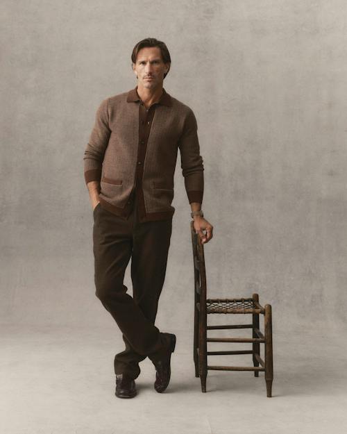 on model image of The Miles Sweater Polo