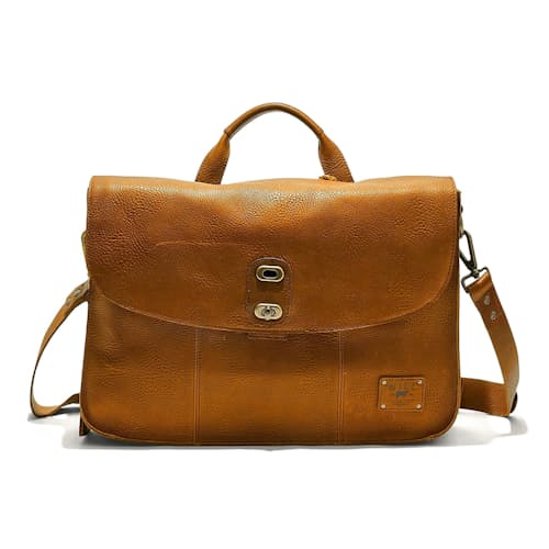 laydown image of Kent Leather Messenger Bag