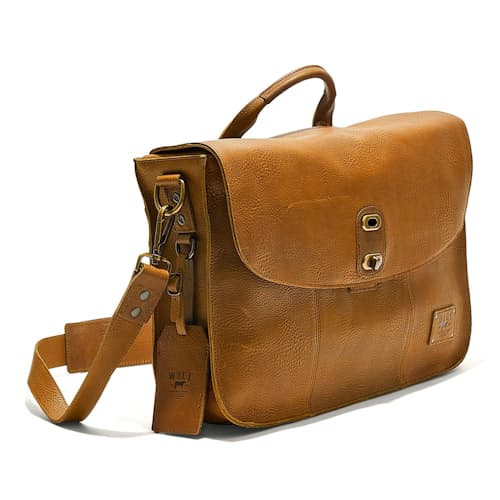 laydown image of Kent Leather Messenger Bag