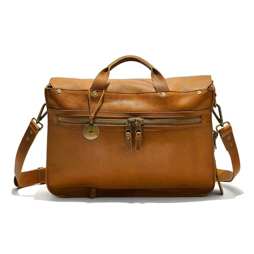 laydown image of Kent Leather Messenger Bag