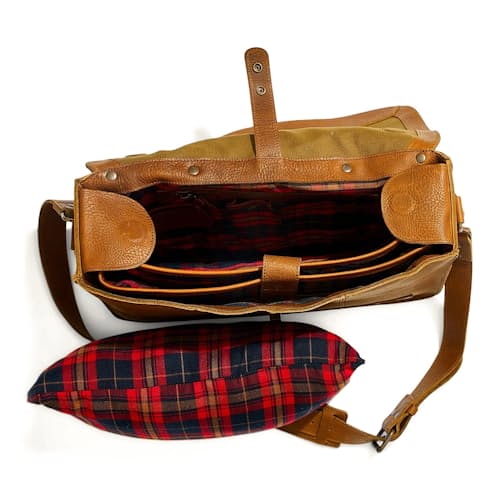 laydown image of Kent Leather Messenger Bag