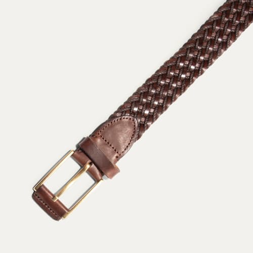 laydown detail image of Leather & Braided Waxed Cord Belt