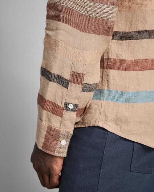 on model image of Tuscumbia Linen Shirt