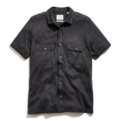 laydown image of Short-Sleeve Hemp Cotton Knit Shirt