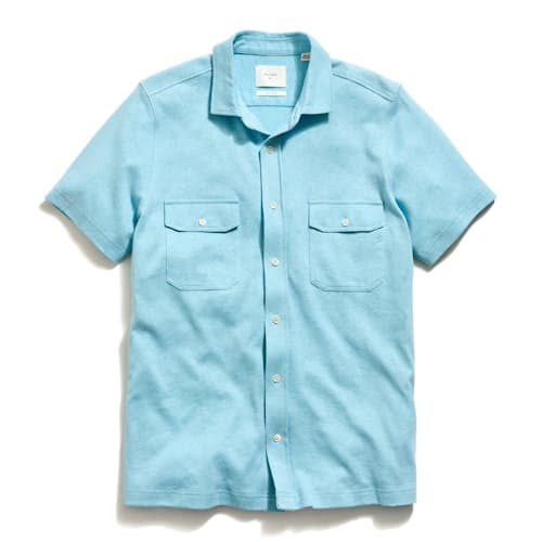 laydown image of Short-Sleeve Hemp Cotton Knit Shirt