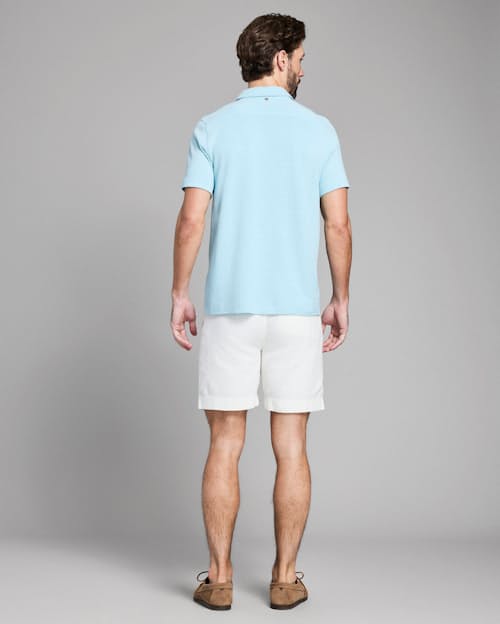 on model image of Short-Sleeve Hemp Cotton Knit Shirt