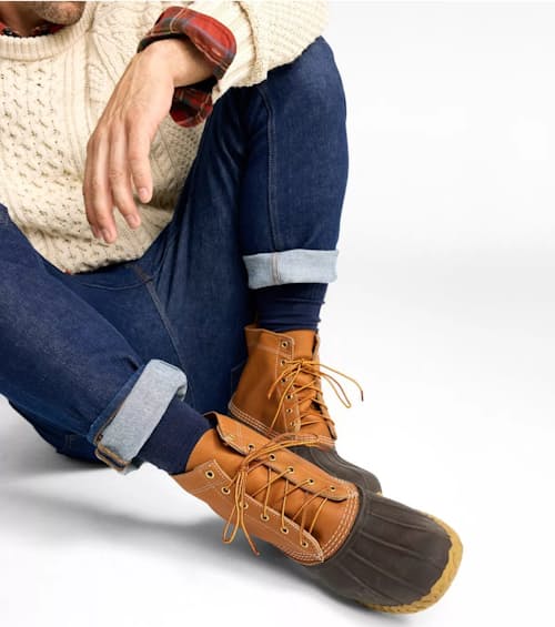 on model image of 8" Bean Boot