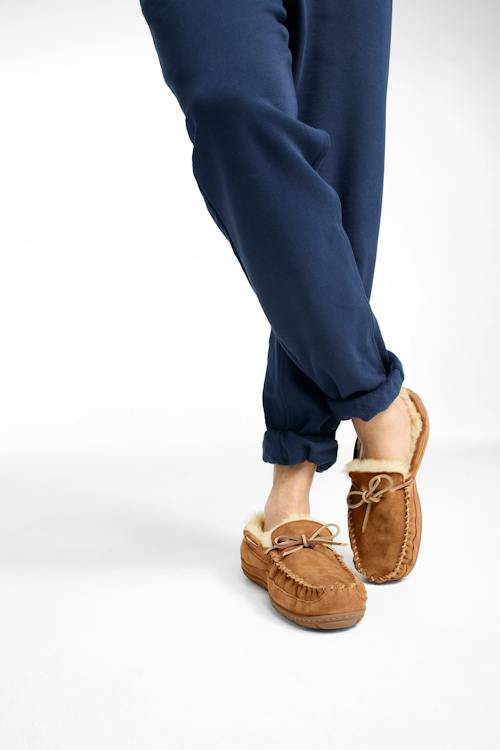 on model image of Wicked Good Slipper Moc