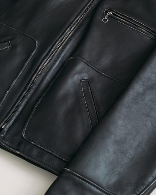 laydown detail image of Delivery From Nowhere Leather Jacket