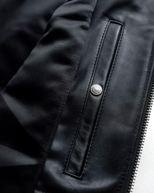 laydown detail image of Retro Racer Lightweight Leather Jacket