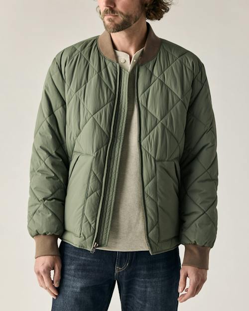 on model image of Vintage Quilted Nylon Zip Jacket