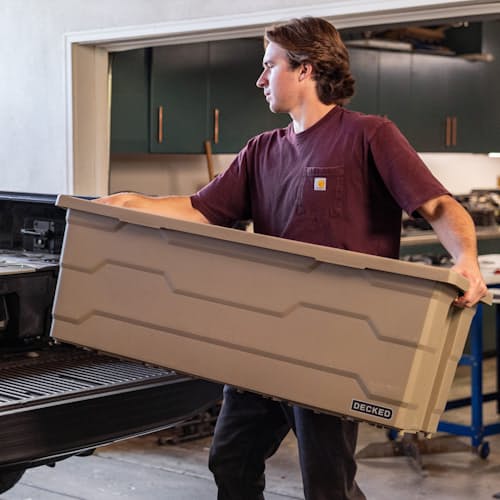 lifestyle image of Payloader Storage Bin - Single Pack - 133 L