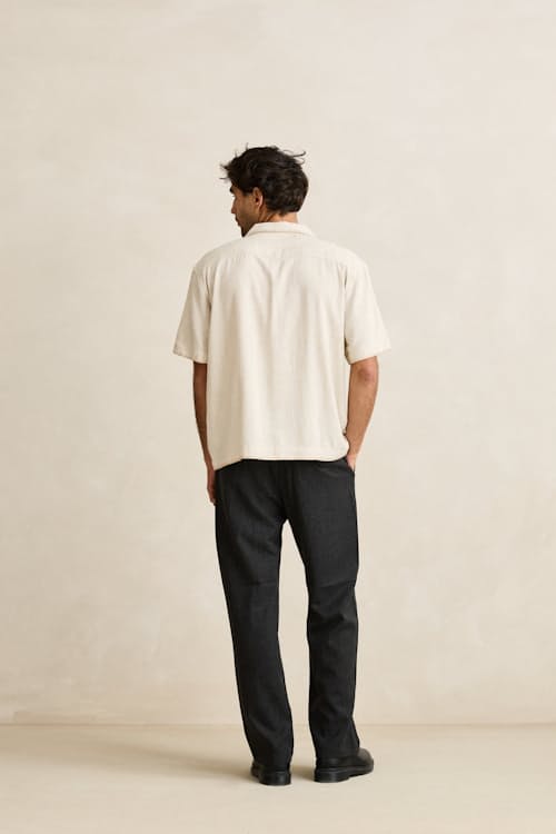 on model image of Relaxed Whip Stitch Short Sleeve Shirt