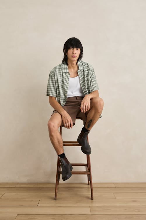 on model image of Phasers Relaxed Short Sleeve Shirt
