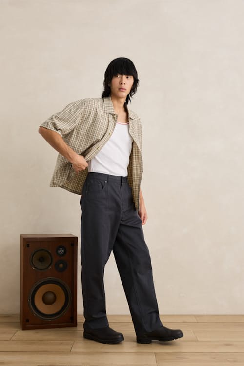 on model image of Relaxed Cropped Short Sleeve Shirt