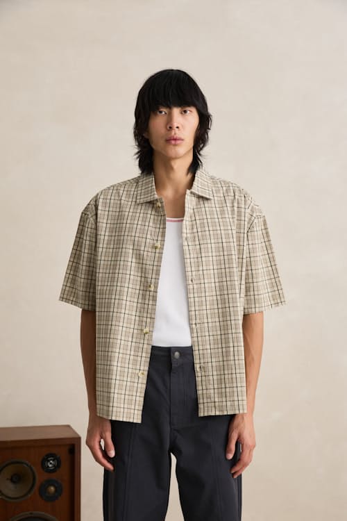 on model image of Relaxed Cropped Short Sleeve Shirt