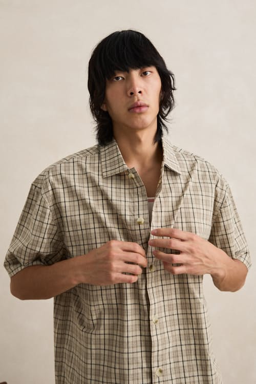 on model image of Relaxed Cropped Short Sleeve Shirt