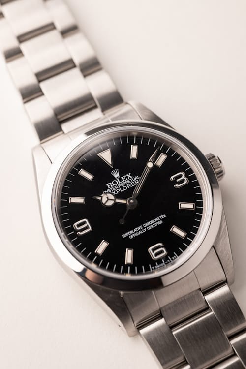 laydown detail image of 1991 Rolex 14270 Explorer I RSC Serviced