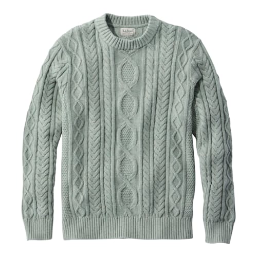 laydown image of Bean’s Heritage Soft Cotton Fisherman Crewneck Sweater