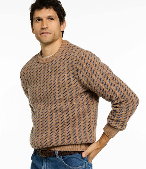 on model image of Bean’s Classic Ragg Wool Crewneck Sweater