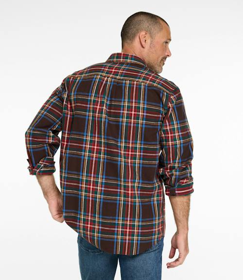 on model image of Scotch Plaid Flannel Shirt- Traditional Fit
