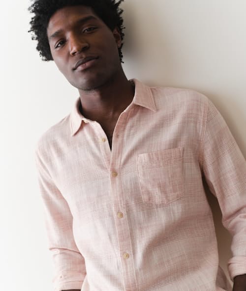 on model image of Classic Stretch Selvage Long Sleeve Shirt