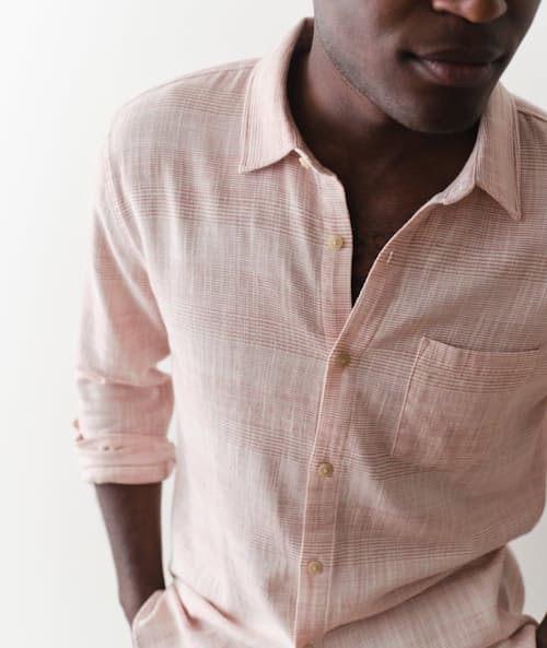 on model image of Classic Stretch Selvage Long Sleeve Shirt