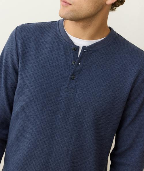 on model image of Waffle Henley