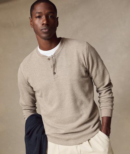 on model image of Waffle Henley