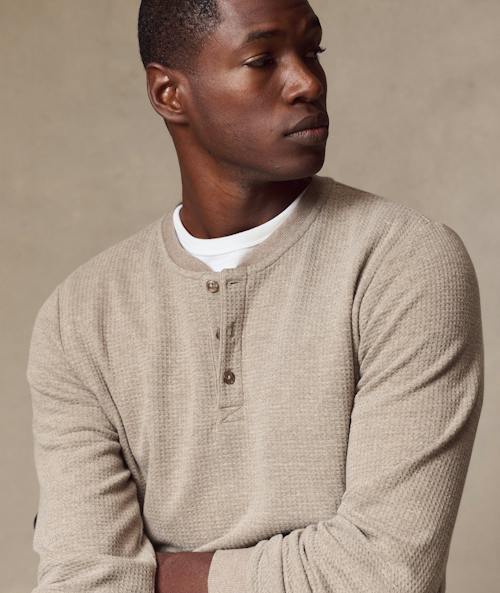 on model image of Waffle Henley