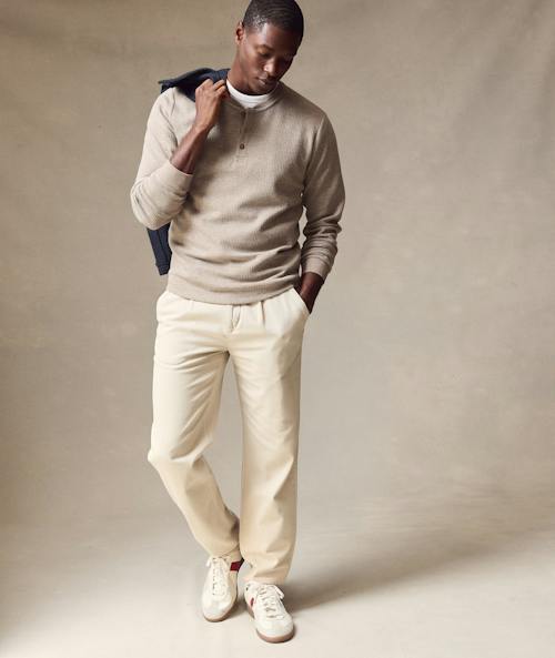 on model image of Waffle Henley