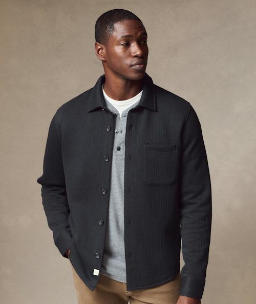 on model image of Corbet Quilted Overshirt