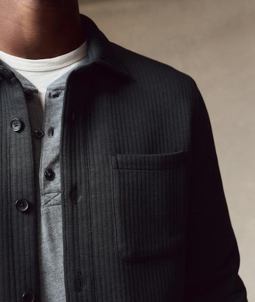 on model image of Corbet Quilted Overshirt