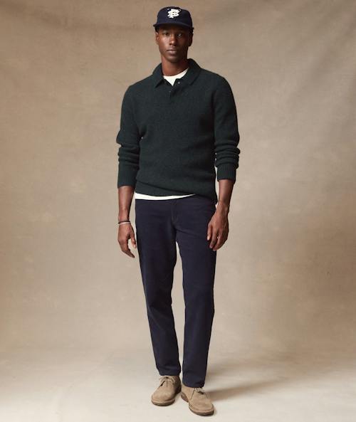 on model image of Merino Sweater Polo