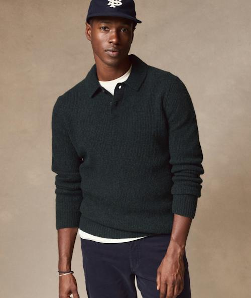on model image of Merino Sweater Polo