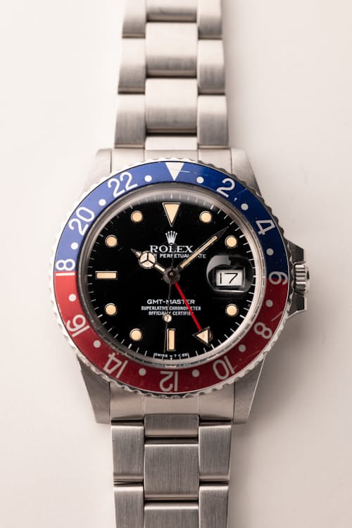 laydown detail image of 1985 Rolex 16750 Pepsi Gloss Dial