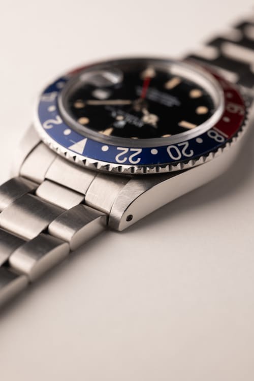 laydown detail image of 1985 Rolex 16750 Pepsi Gloss Dial