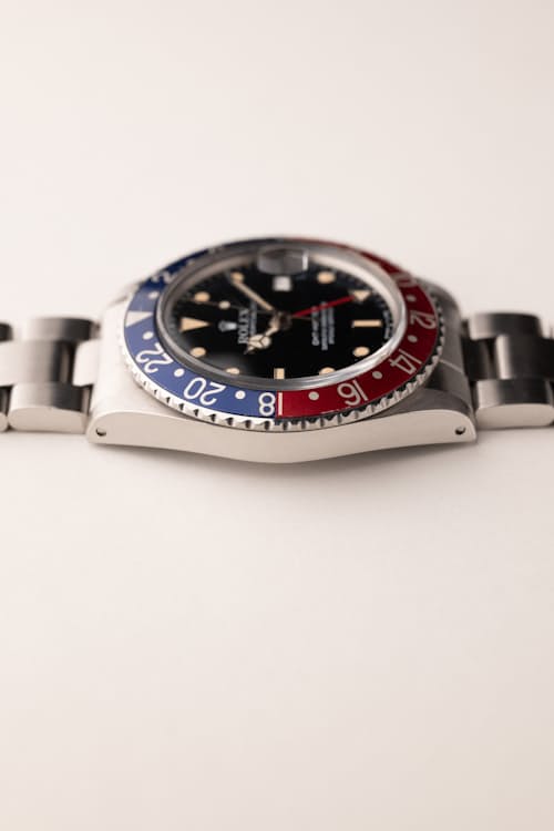 laydown detail image of 1985 Rolex 16750 Pepsi Gloss Dial