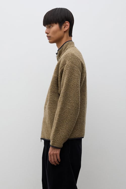 on model image of Bjerget Sherpa Wool Fleece Jacket