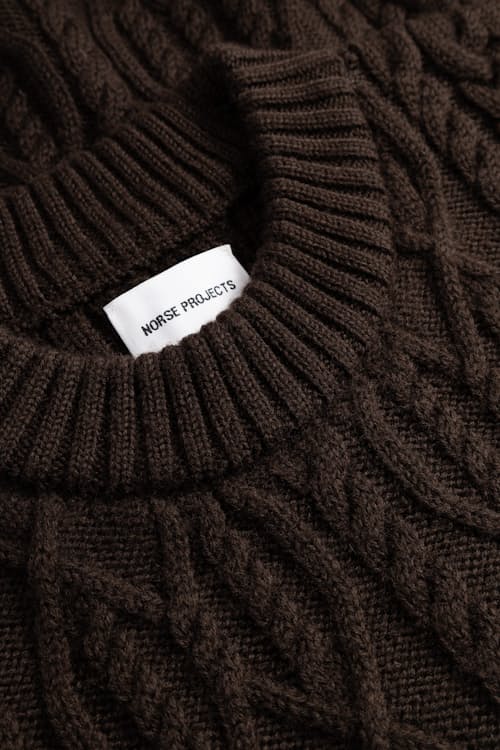 laydown detail image of Nordhavn Aran Crewneck Sweater