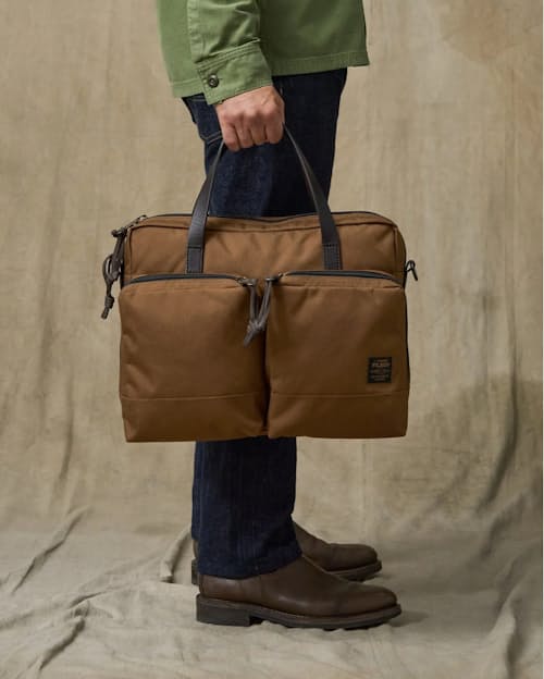 on model image of Dryden Briefcase