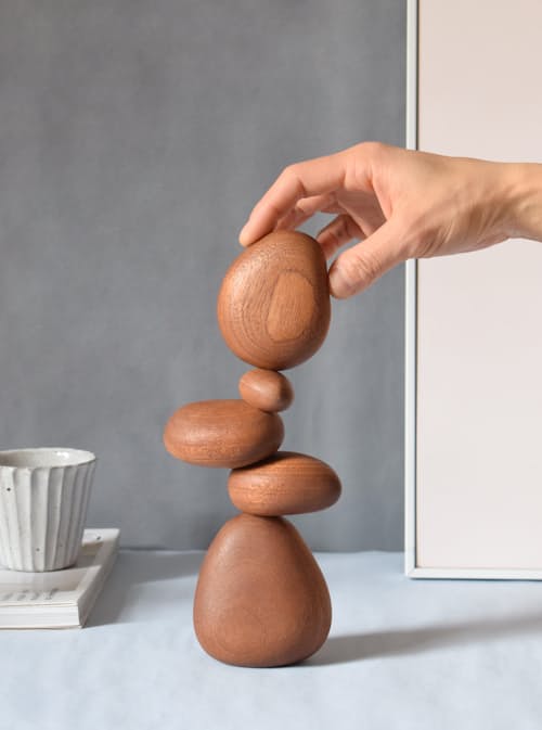 lifestyle image of Sapele Wood Balance Stones