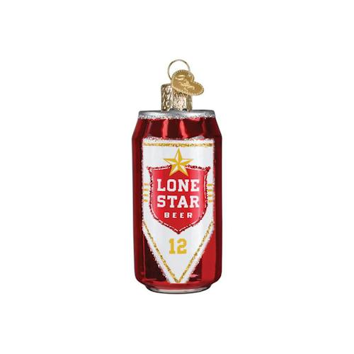 laydown image of Lone Star Beer Can Ornament