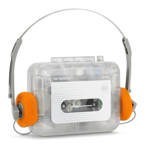 laydown image of CP-81 Portable Cassette Player and RFH-01 On-Ear Headphones