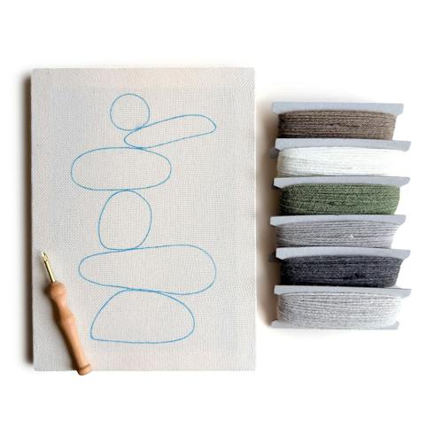 laydown image of Punch Needle Kit - Cairn