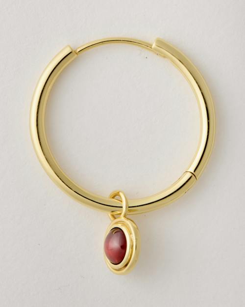 no crop image of Gemstone Charm Gold Hoops